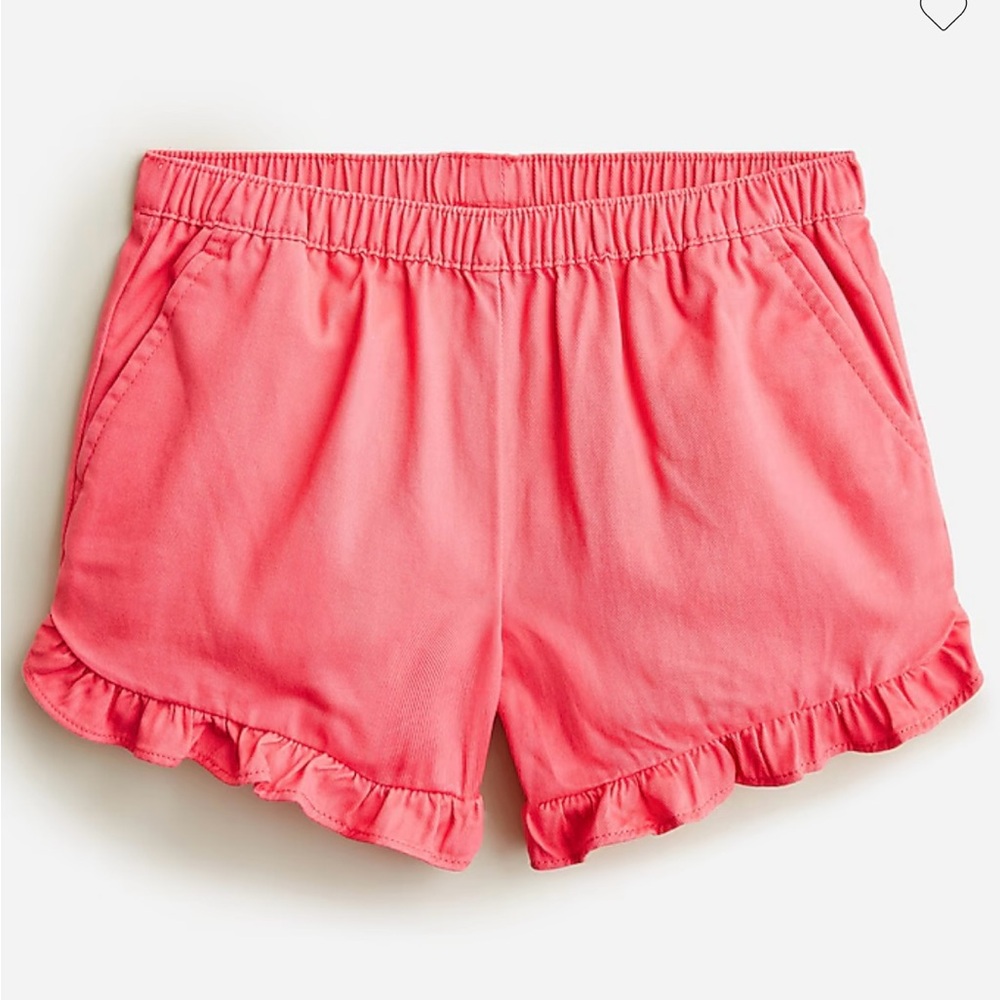Crewcuts Girls' ruffle pull-on short in soft chino | Larkspur pink
